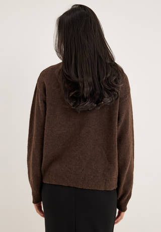 Pcsally Ls O-neck Knit Noos Bc Brown