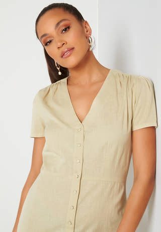 Button Front Midi Dress