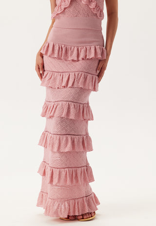 Knitted Frill Ankle Skirt