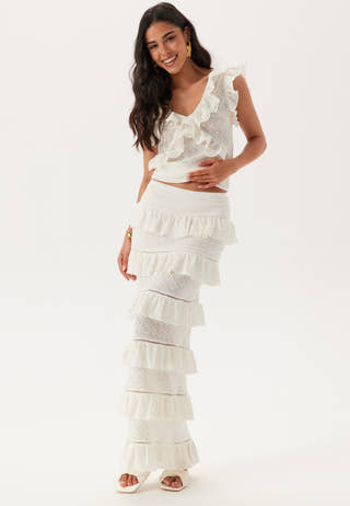 Knitted Frill Ankle Skirt