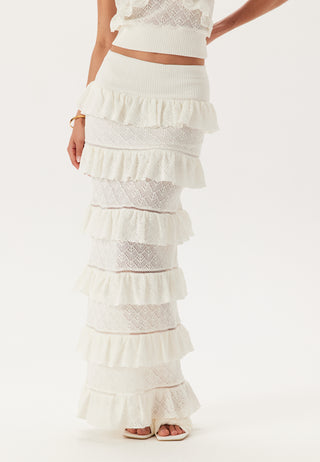 Knitted Frill Ankle Skirt