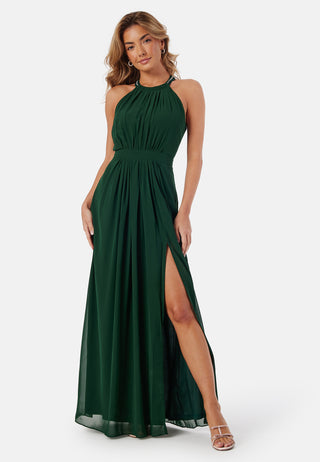 High Neck Maxi Dress With Split