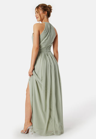 High Neck Maxi Dress With Split