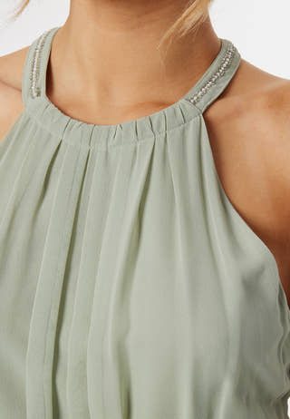 High Neck Maxi Dress With Split