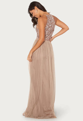 High Neck Sequin Maxi Dress