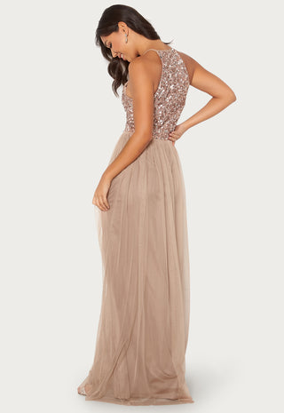 High Neck Sequin Maxi Dress