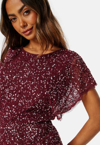 Scallop Sequin Midi Dress