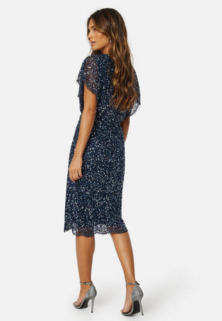 Scallop Sequin Midi Dress