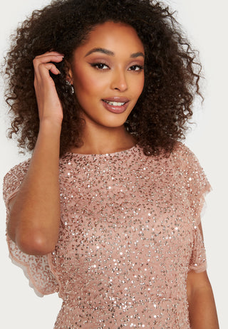 Scallop Sequin Midi Dress