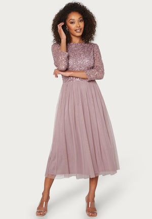 Sequin Bodice Mid Dress
