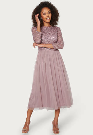 Sequin Bodice Mid Dress