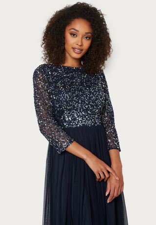 Sequin Bodice Mid Dress