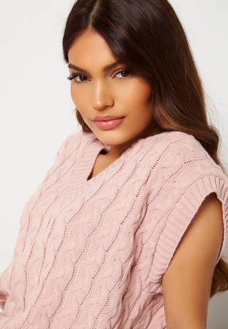 Cable Knit High Neck Tank Top