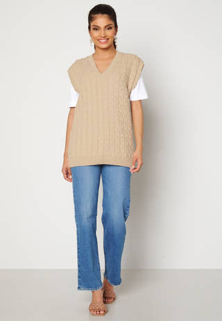 Cable Knit High Neck Tank Top