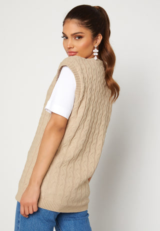 Cable Knit High Neck Tank Top