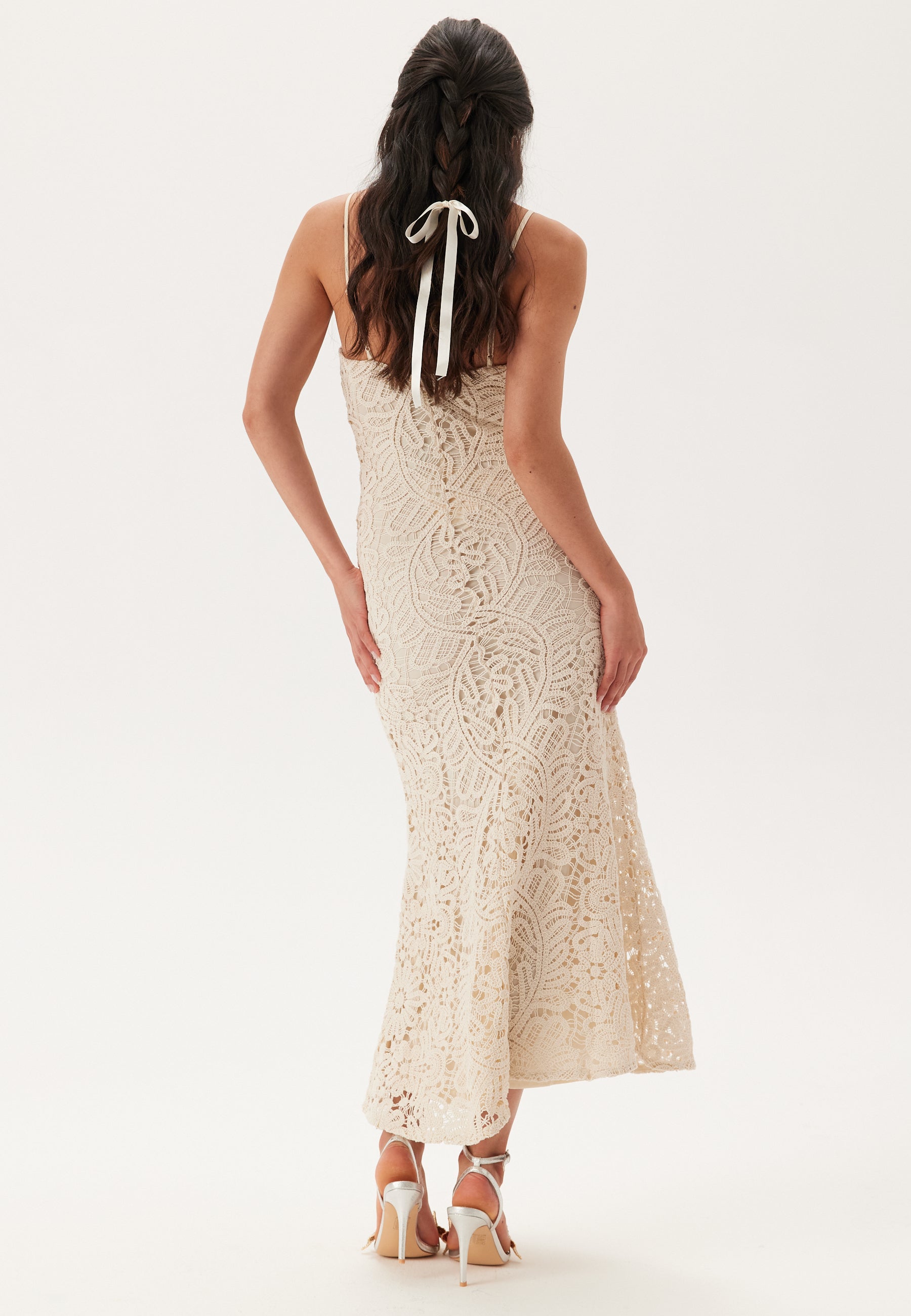 bardot adoni crochet midi dress Adoni Crochet Midi Dress In Orchid White