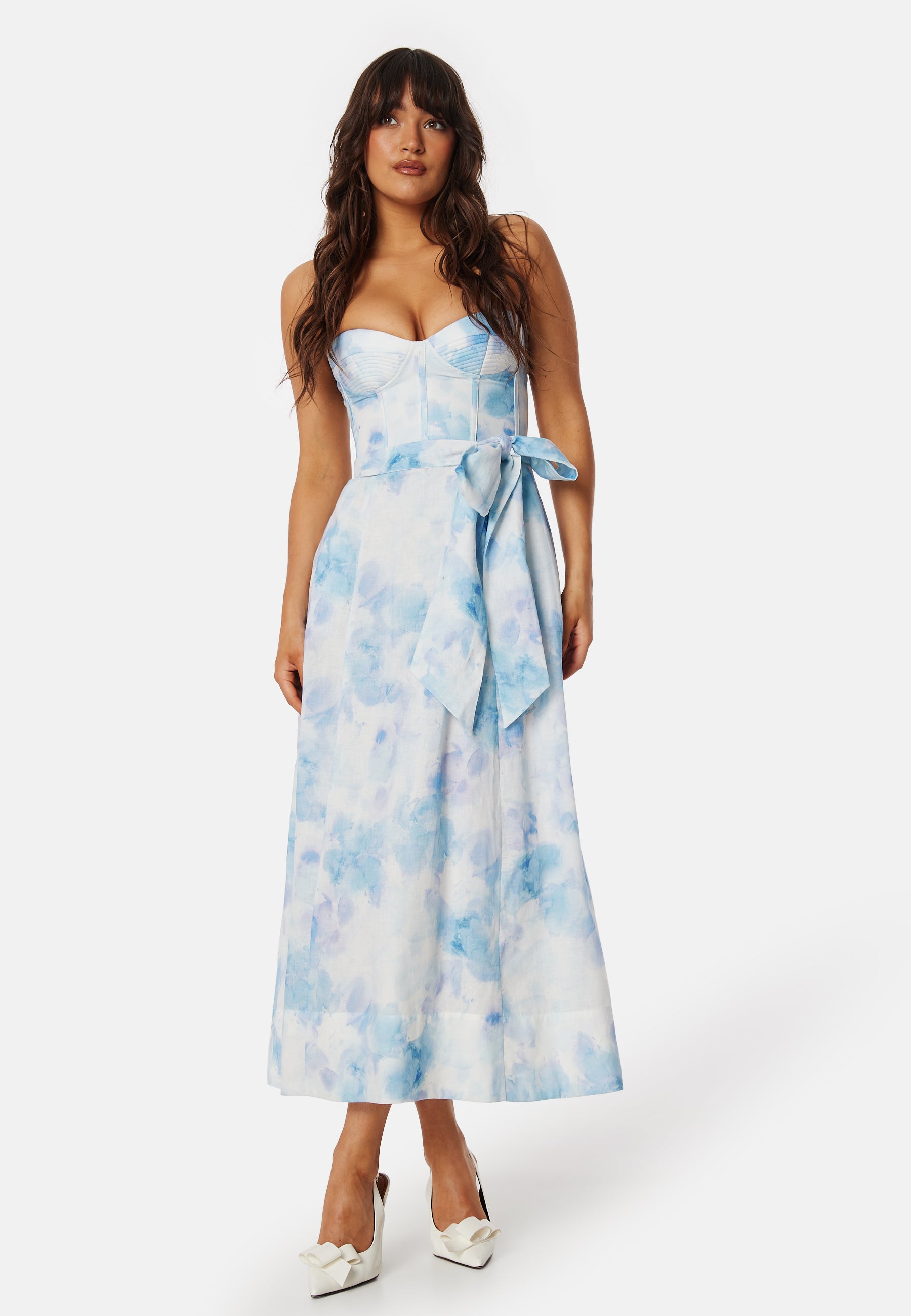 Bardot – Vibrant tie dye midi dress – Bridesmaid dresses – Blue