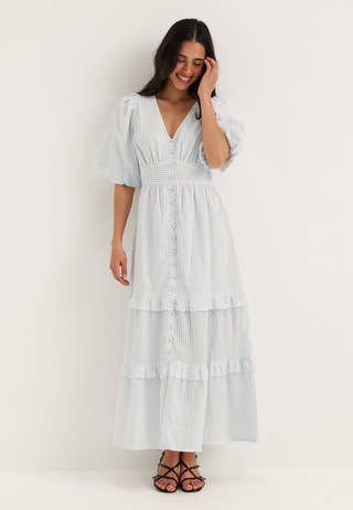Puff Sleeve Frill Dress