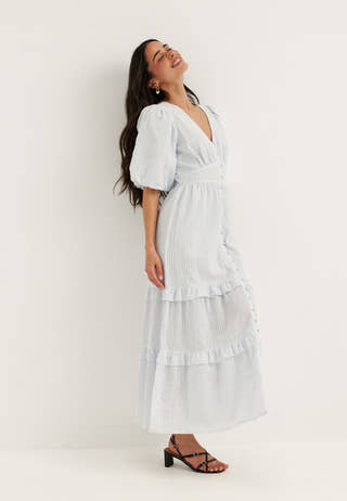 Puff Sleeve Frill Dress