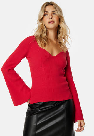 Knitted L/S Slit Top