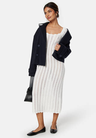Boat Neck Structure Knitted Dress
