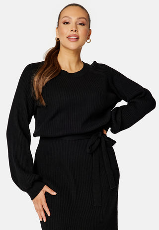 Round Neck Rib Knitted Midi Dress