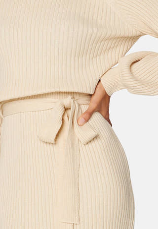 Round Neck Rib Knitted Midi Dress