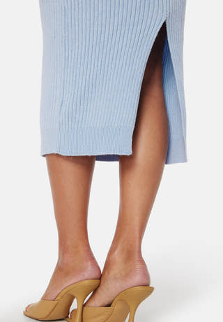 Round Neck Rib Knitted Midi Dress