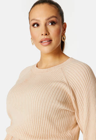 Round Neck Rib Knitted Midi Dress