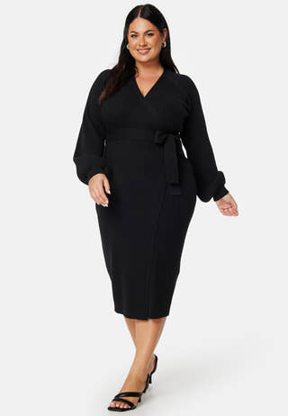Wrap Rib Knitted Midi Dress