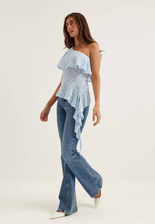 Asymmetric Frill Lace Top