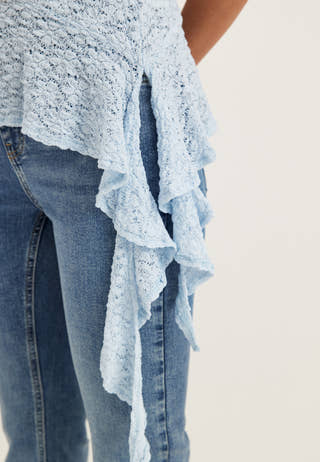 Asymmetric Frill Lace Top
