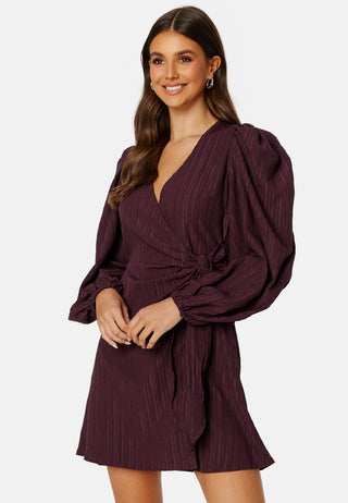 Balloon Sleeve Structured Wrap Dress