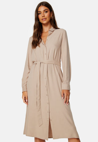 Belted L/S Viscose Shirt Dress