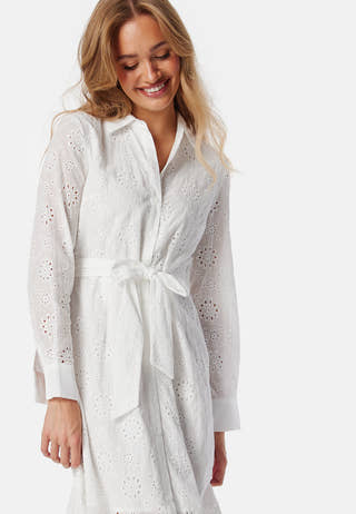 Belted Broderie Anglaise Shirt Dress