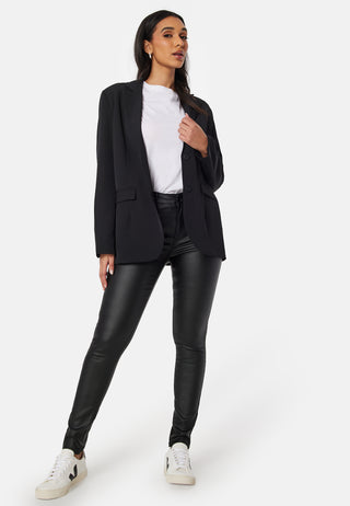 High Waist Slim Coated Jeans