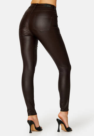 High Waist Slim Coated Jeans