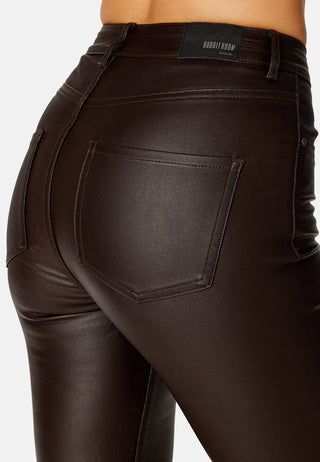 High Waist Slim Coated Jeans