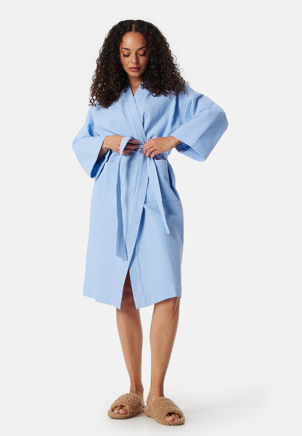 Bubbleroom - BUBBLEROOM - Cotton Waffle Robe Light blue