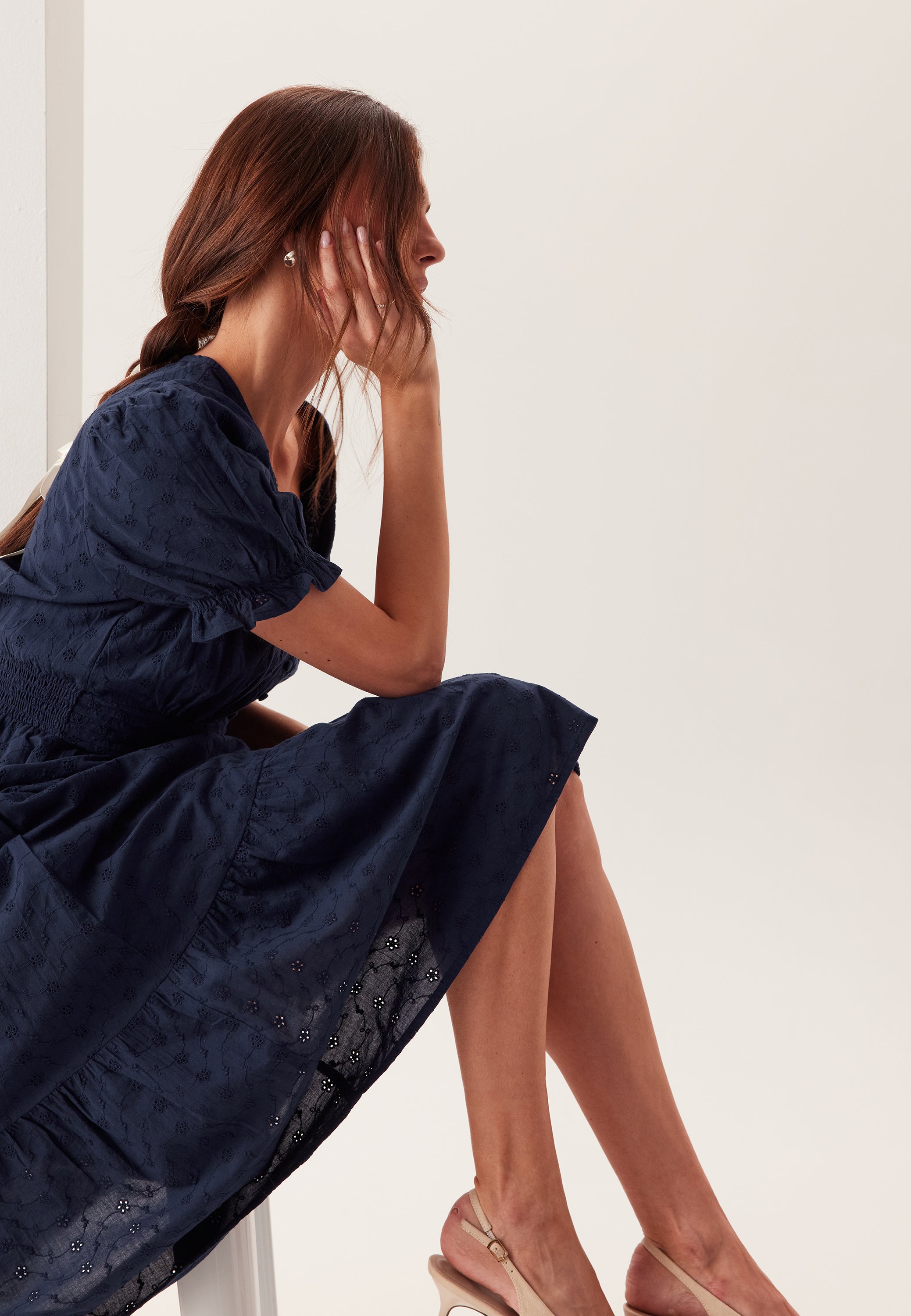 Bubbleroom Broderie Anglaise Dress Blue Blue Bubbleroom Broderie Anglaise Dress Blue Blue