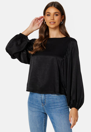 Round Neck Balloon Sleeve Blouse
