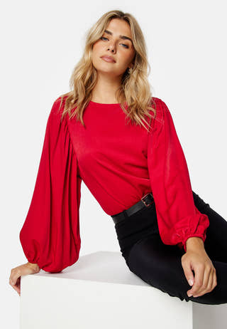 Round Neck Balloon Sleeve Blouse