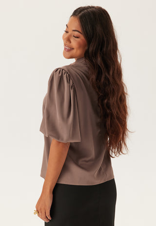Chimney Collar Puff Sleeve Blouse