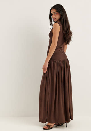 Gathered Side Maxi Dress