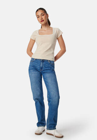 Contrast Cap Sleeve Top