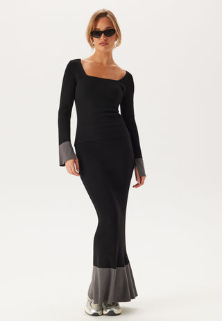 Contrast Rib Knitted Skirt