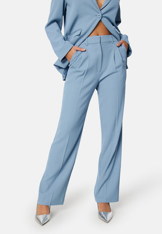 Straight Leg Pleated Suit Pants