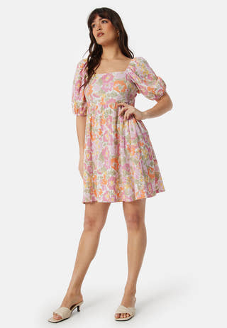 Puff Sleeve Short Dress