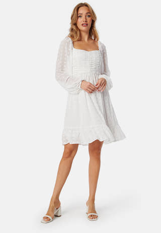 Dobby Dot Ruched  Dress