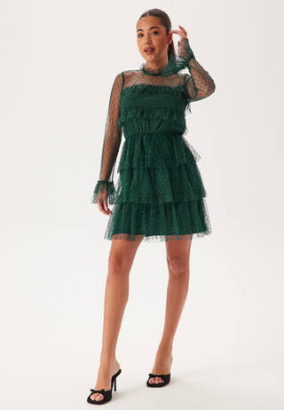 Dotted Mesh L/S Dress